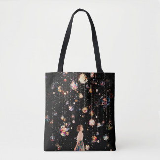 Tote Bag Nuit étoilée aux orbes lumineuses 