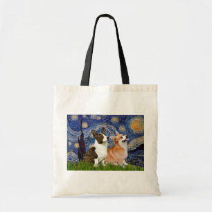 Tote Bag Nuit étoilée - Deux Corgis gallois (C + P)