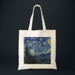 Tote Bag Nuit étoilée par Vincent Van Gogh<br><div class="desc">Une des peintures les plus célèbres de Vincent Van Gogh. Starry Night est une belle huile bleue sur toile peinte par Van Gogh et c'est la plus haute qualité disponible sur Zazzle afin que vous puissiez vous attendre à des résultats d'impression de haute qualité. Disponible sur de nombreux cadeaux, coques...</div>