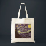Tote Bag Nuit étoilée par Vincent van Gogh, Art Vintage<br><div class="desc">Starry Night (1889) de Vincent van Gogh est un post impressionnisme vintage de peinture de paysage de paysages. Vue sur une ville dans une vallée la nuit avec les nuages tourbillonnants, les étoiles brillant et une belle lune jaune dorée croissant. Il a été peint pendant la journée de mémoire et...</div>