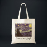 Tote Bag Nuit étoilée par Vincent van Gogh, Art Vintage<br><div class="desc">Starry Night (1889) de Vincent van Gogh est un post impressionnisme vintage de peinture de paysage de paysages. Vue sur une ville dans une vallée la nuit avec les nuages tourbillonnants, les étoiles brillant et une belle lune jaune dorée croissant. Il a été peint pendant la journée de mémoire et...</div>