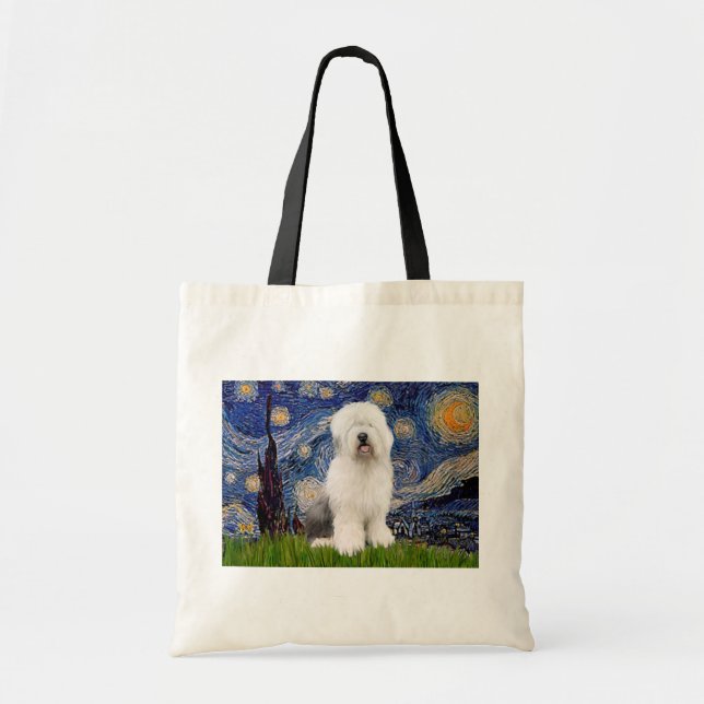Tote Bag Nuit étoilée - Vieil anglais #3 (Devant)
