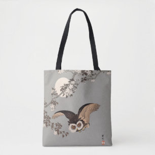 Tote Bag Nuit Japonaise Chouette Lune Bois Coupe Flying Nig