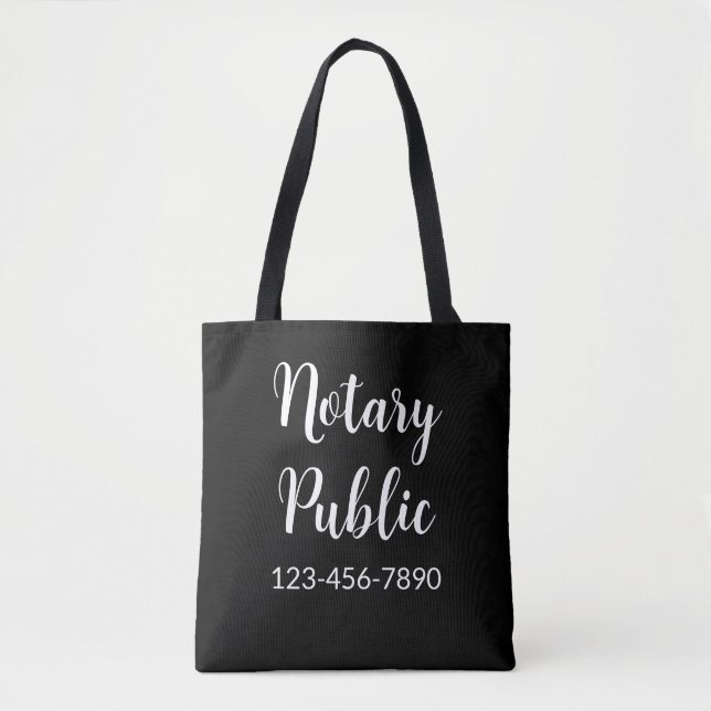 Tote Bag Numéro de téléphone du notaire public noir (Devant)