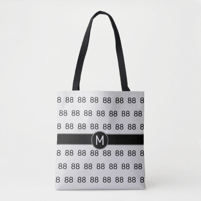 Tote Bag Numéro personnalisé 88 sur Argent (Devant)