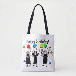 Tote Bag Nun Joyeux Anniversaire Blanc