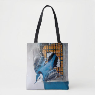 Tote Bag Nuthatch à poitrine blanche en neige - Photo origi