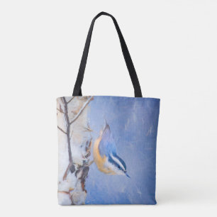 Tote Bag Nuthatch à poitrine rouge Peinture d'art original