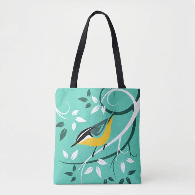 Tote Bag Nuthatch rouge stylisé (Devant)