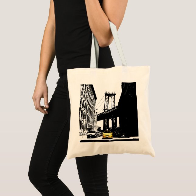 Tote Bag Nyc New York City Brooklyn Taxi jaune élégant (Devant (produit))