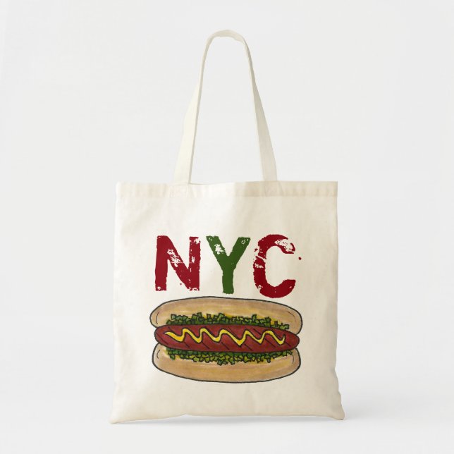 Tote Bag NYC New York City Hotdog Hot Dog Dogs Relish Bag (Devant)