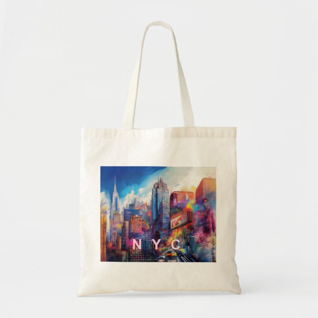 Tote Bag NYC Skyline Art Abstrait (Devant)