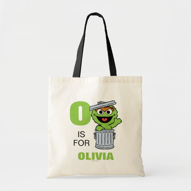 Tote Bag O est pour Oscar le Grouch | Ajoutez votre nom (Devant)