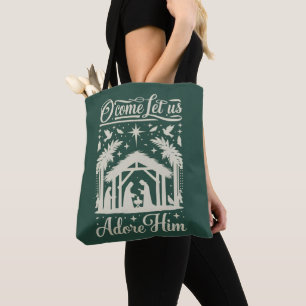 Tote Bag Ô venez adorons-le scène de nativité chrétienne