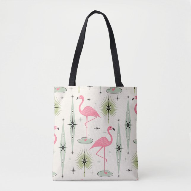 Tote Bag Oasis atomique aux Flamants roses roses (Devant)