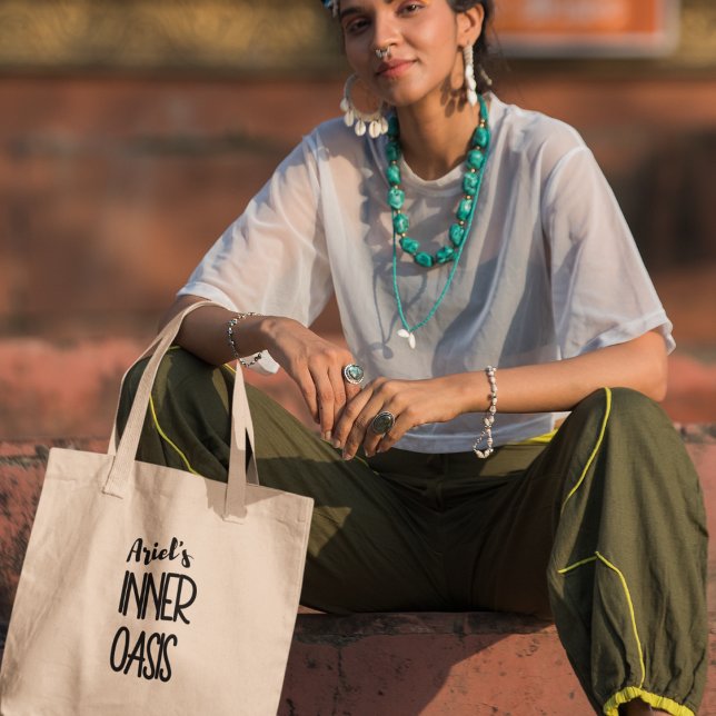 Tote Bag Oasis intérieur méditation de Yoga personnalisée B (Shop today and embark on a journey of inner harmony and personalized elegance!)