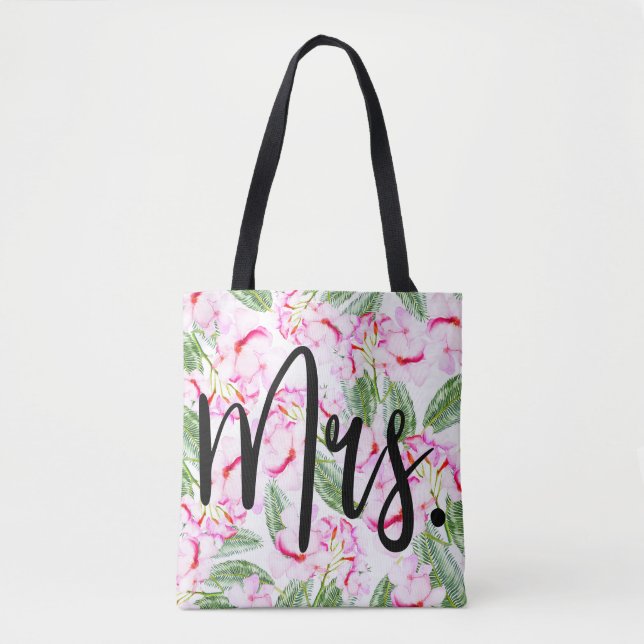 Tote Bag Oasis Tropical Botanique Rose Vert BRIDE / MME. (Devant)