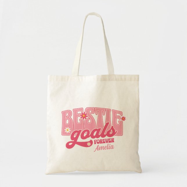 Tote Bag Objectifs de Meilleure Amie pour Toujours Typograp (Devant)
