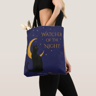 Tote Bag Observateur de la nuit - Chat noir d'Halloween
