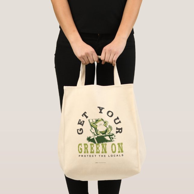 Tote Bag Obtenez Votre Vert Sur La Grenouille Amusante Éco- (Devant (produit))