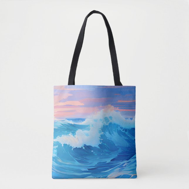 Tote Bag Océan bleu au coucher du soleil (Devant)