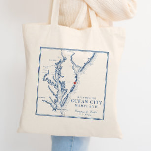 Tote Bag Ocean City Maryland Élégant Mariage Accueil Navy