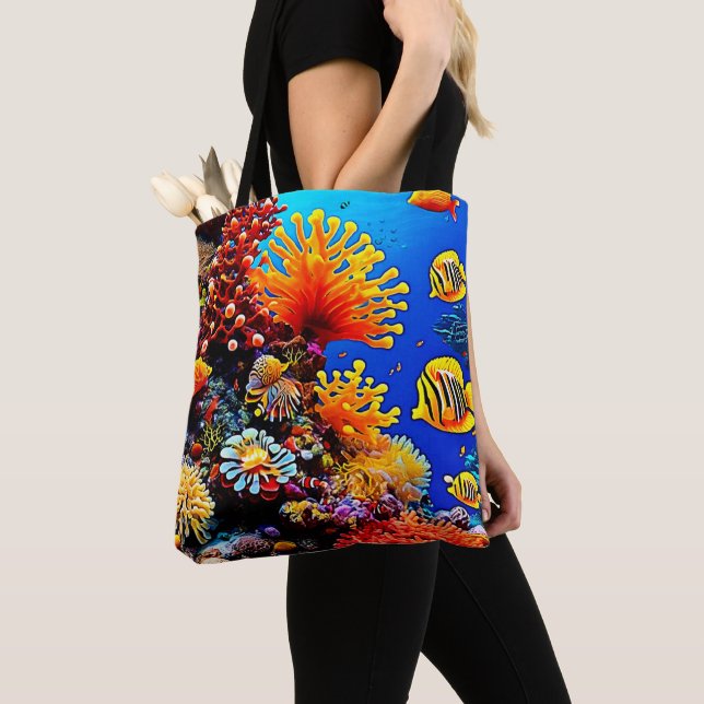 Tote Bag Océan coloré Vie sous-marine (De près)