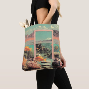 Tote Bag Océan Désertique Surréaliste avec Porte