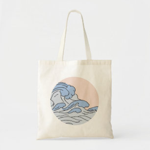 Tote Bag Océan Rose/Bleu Vagues D'Océan Esthétique Avec Pla