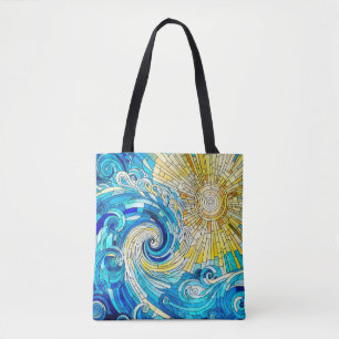 Tote Bag Ocean Wave Sun mosaïque art