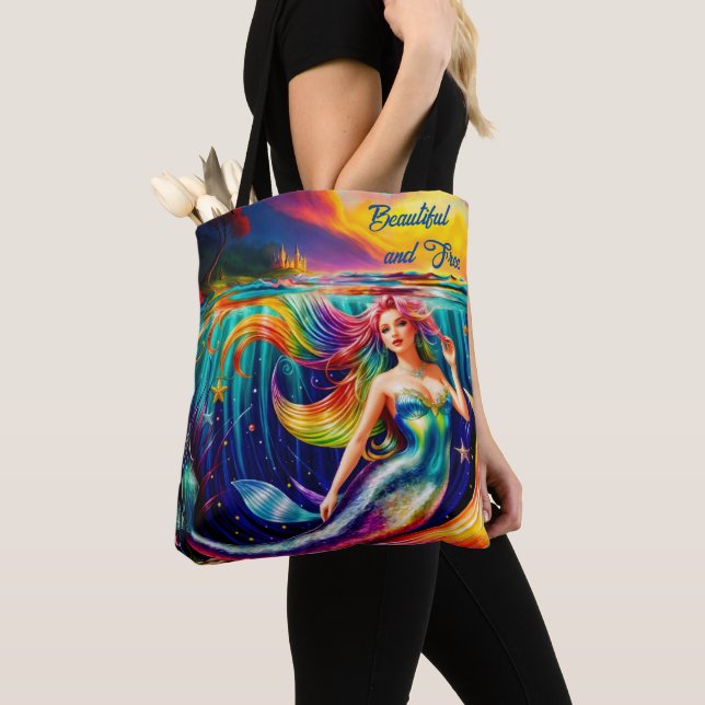 Tote Bag Ocean Women Fish Mermaid Queue Nautique Mythe de l (De près)