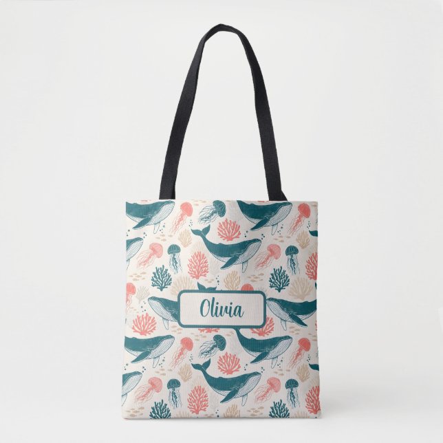 Tote Bag Ocean Wonders Whale Jellyfish Coral (Devant)
