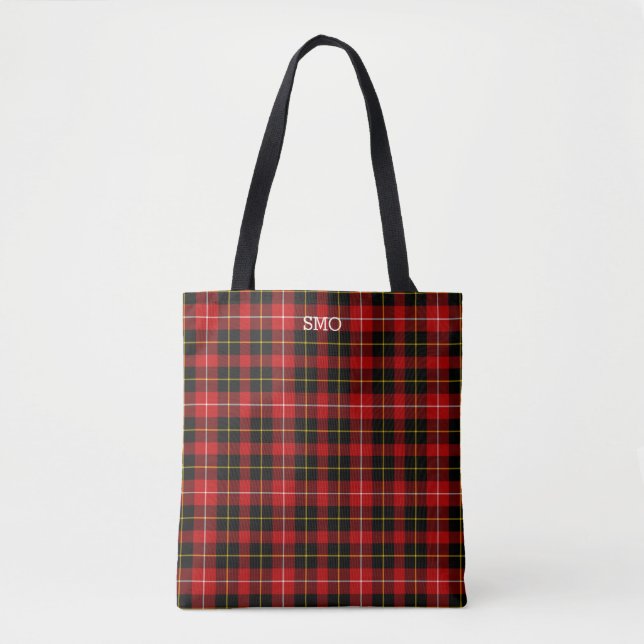 Tote Bag O'Connell Clan Tartan Red Plaid Monogramme (Devant)