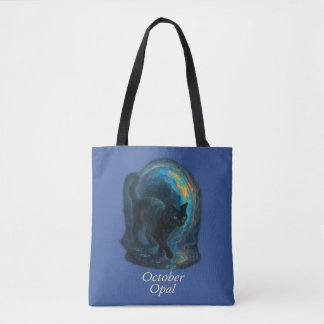 Tote Bag octobre Opal - Black Cat & Iridescal Portal
