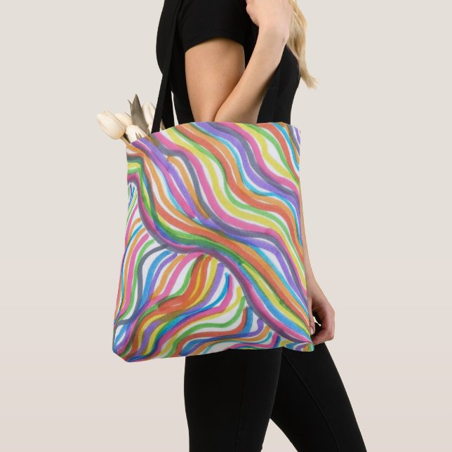 Tote Bag Octopus Abstrait arc-en-ciel (De près)