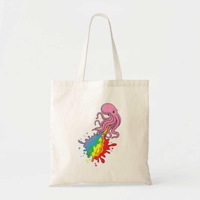 Tote Bag Octopus avec arc-en-ciel (Devant)