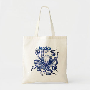 Tote Bag Octopus bleu