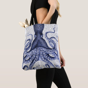Tote Bag Octopus bleu
