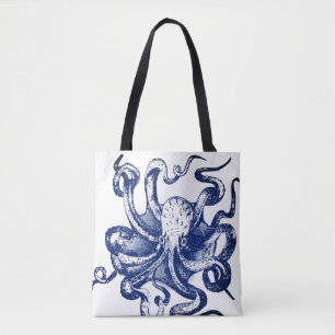 Tote Bag Octopus bleu