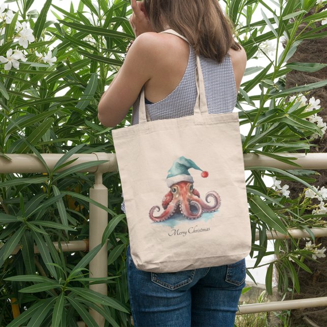 Tote Bag Octopus Christmas Joy, coutume (Créateur téléchargé)