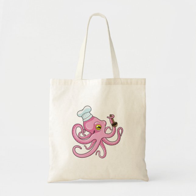 Tote Bag Octopus comme cuire avec cuillère en bois (Devant)