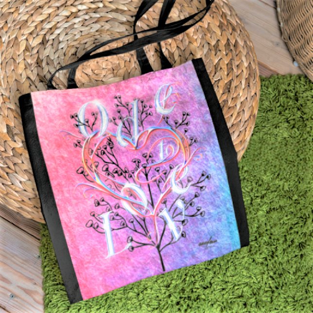 Tote Bag Ode to Love Fourre-tout Conçu par Adiela Akoo (Ode to Love Tote by Poet Adiela Akoo. Note: print colors differ from this image & are more subtle)