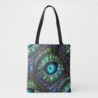 Tote Bag Œil abstrait bleu vert