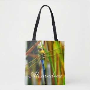 Tote Bag Oeil bleu turquoise dragnfly personnalisé avec le