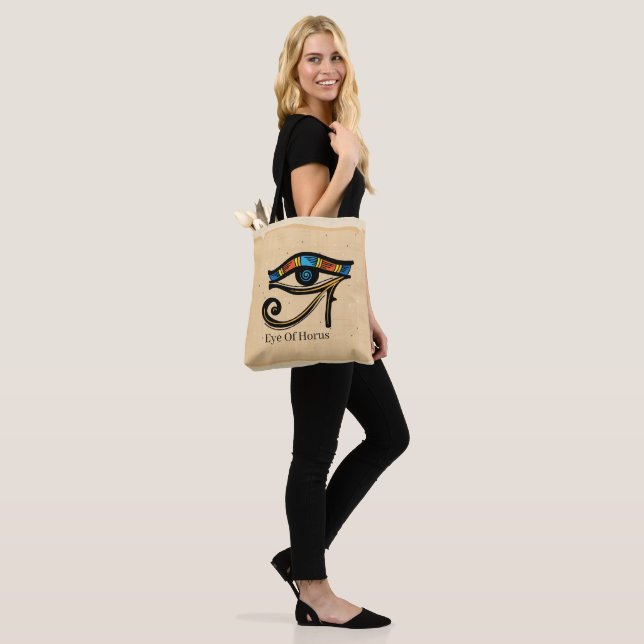 Tote Bag OEil de Horus sur papyrus, hiéroglyphes égyptiens (Sur le modèle)