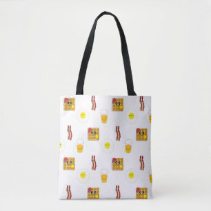 Tote Bag Oeuf, bacon et gaufres cuits au dessin animé