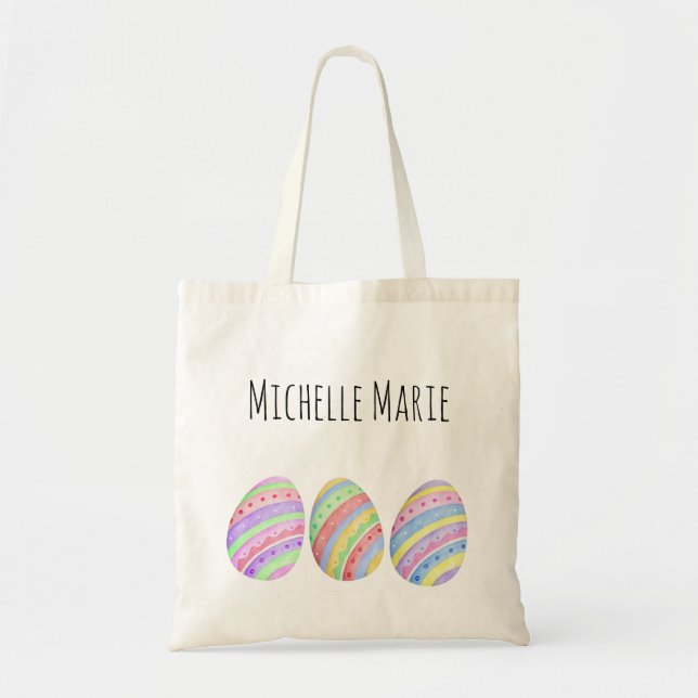 Tote Bag Oeuf de Pâques avec nom (Devant)