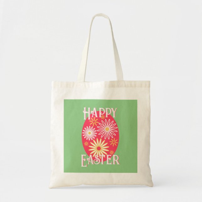 Tote Bag Oeuf de Pâques Floral moderne (Devant)