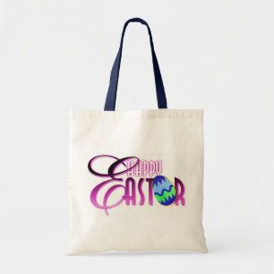 Tote Bag Oeuf de pâques heureux pourpre