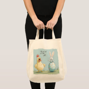 Tote Bag OEuf de poulet lapin en caricature Amusant Pâques
